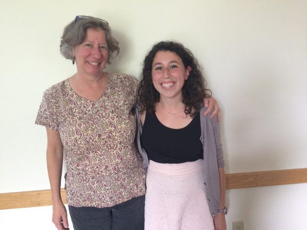 Kim with Nina at her Hampshire College division three project presentation